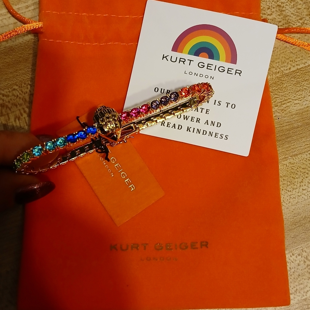 Kurt Geiger Gold Rainbow Crystal Bracelet